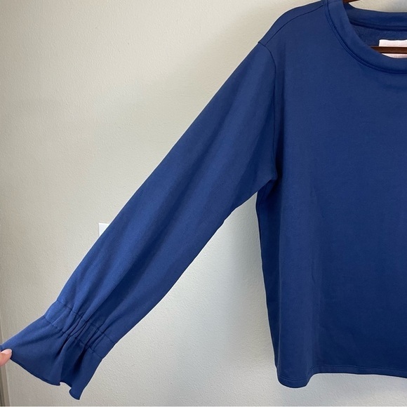 Ban.do‎ Ruffle Sleeve Crew Neck Pullover Sweatshirt Blue Size 2X - Picture 3 of 7